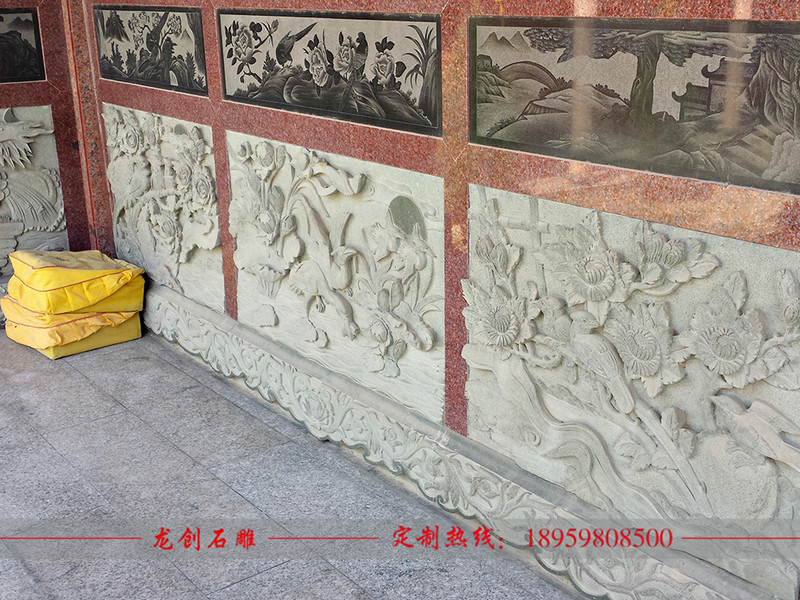 石雕麒麟浮雕 寺廟石浮雕壁畫(huà)